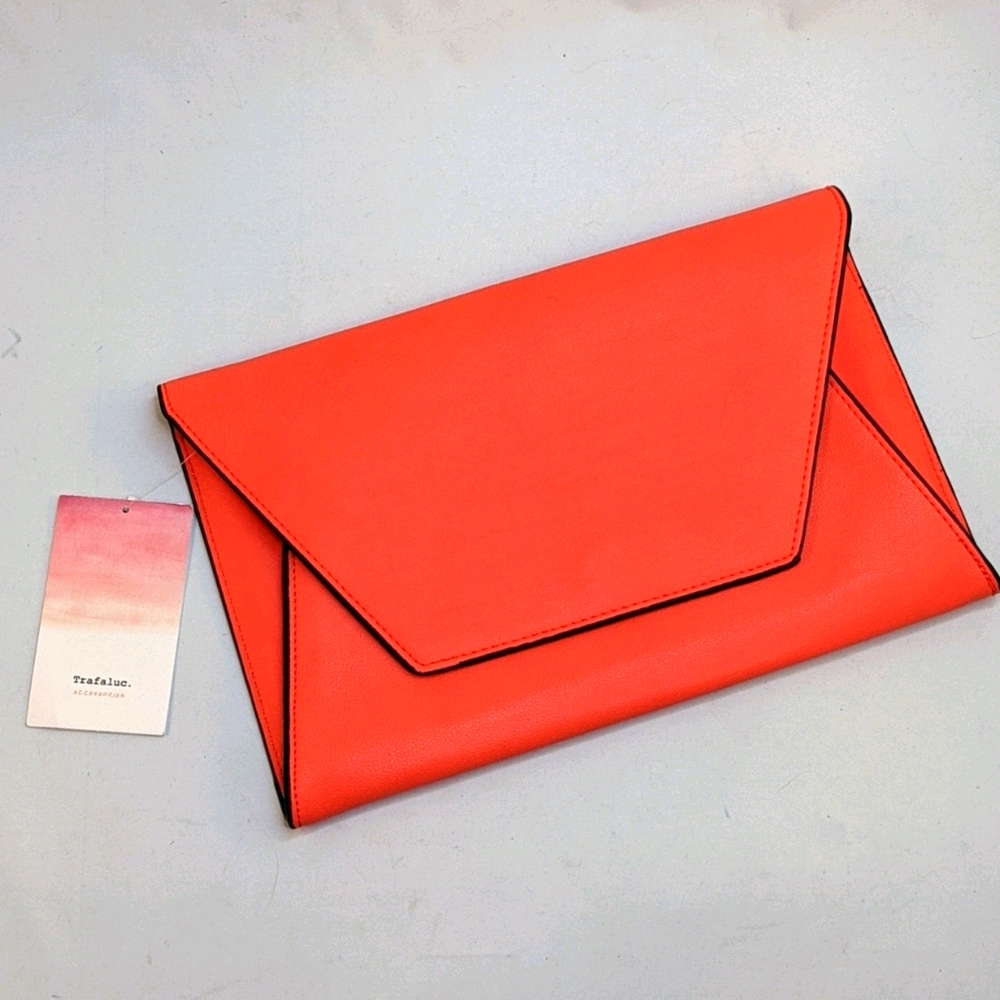 Zara by Trafaluc Neon Orange vegan clutch